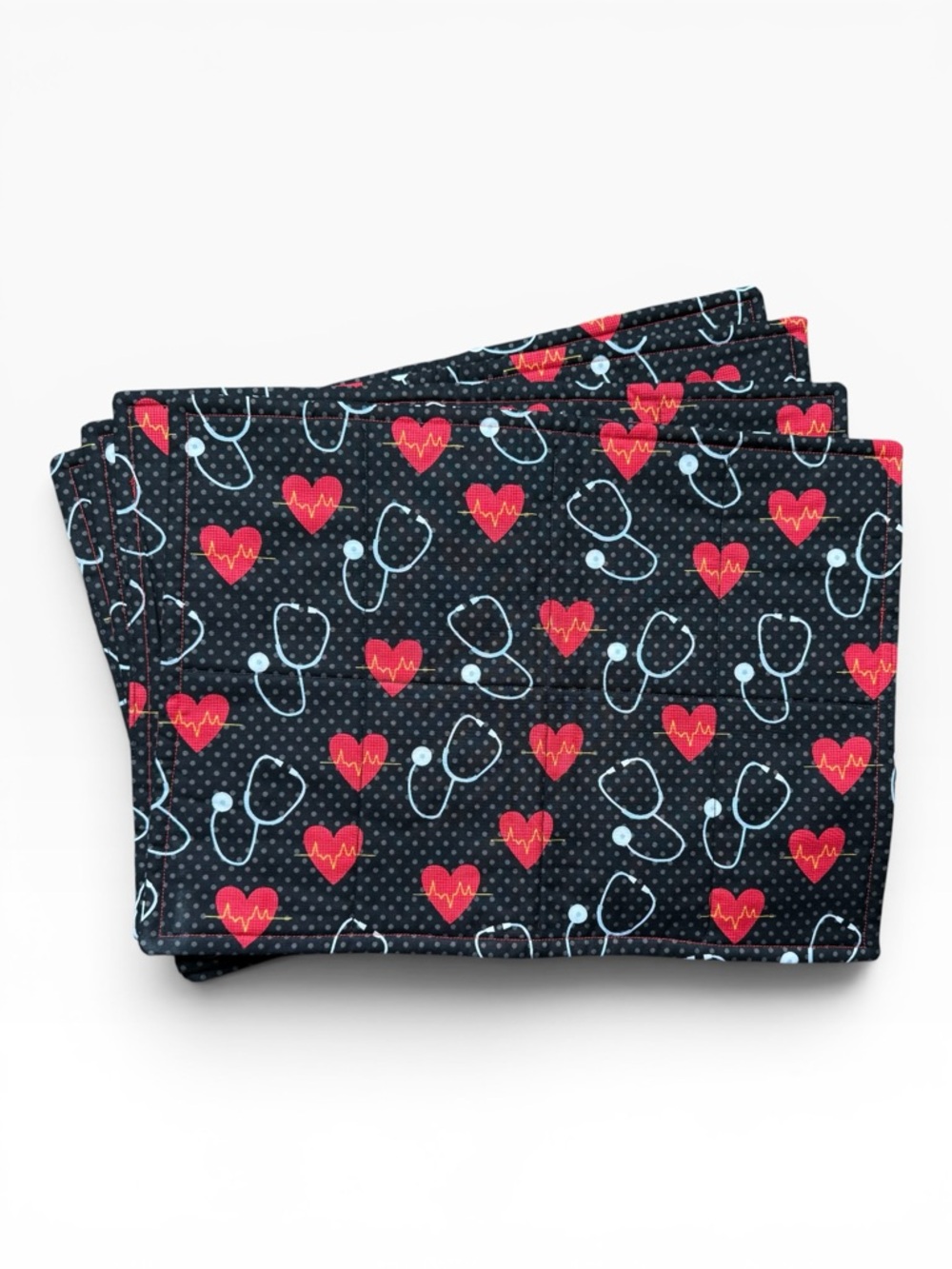 Set of 4 Custom-Made Medical-Themed Fabric Table Placemats